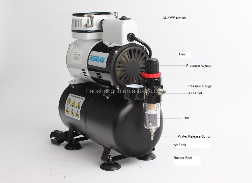 AF186 HIGH QUALITY OIL-LESS MINI PISTON TYPE AIRBRUSH AIR COMPRESSOR