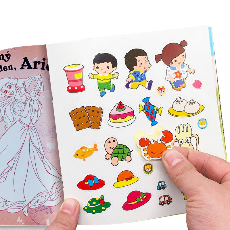 spot goods custom Full Printed for kids Color  Custom Printing Children education Comic drawing stickers  small Coloring book