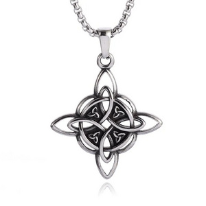 Vintage Witch Knot Necklace Stainless Steel Magic Knot Pagan Wicca Symbol Pendant for Men Women Celtic Knot Jewelry Gifts