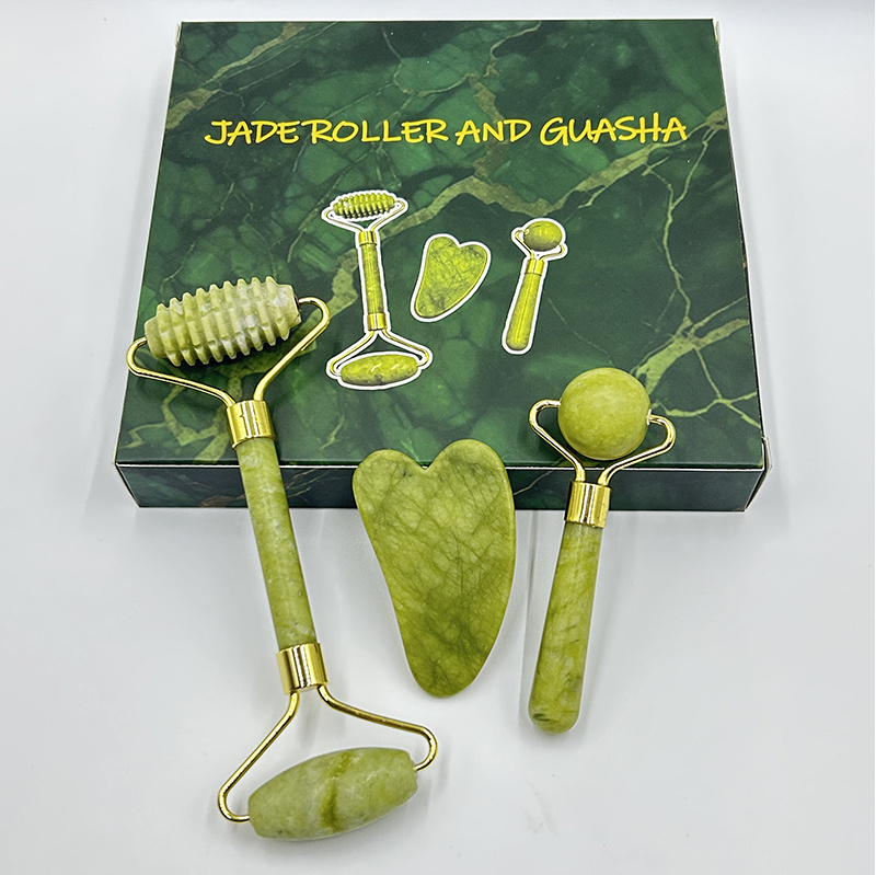 2023 Hot Sale 100% Natural natural gua sha for face and hair kit jade roller vibration purple jade roller with quartz ice mask