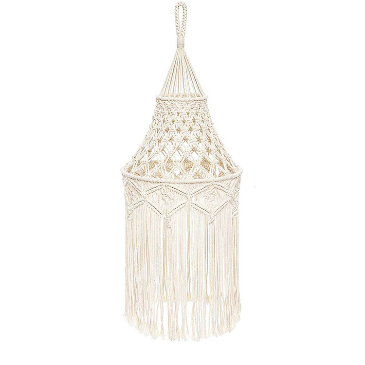 Modern Restaurant Creative Ceiling Handmade Light Cover Braided Bohemian Macrame Lamp Shade For Living Room