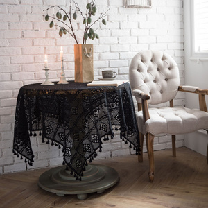 Handmade Decorative Round Macrame Lace Tablecloth Cover Cotton Thread Crochet Diamond Tablecloth