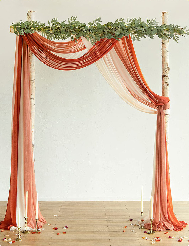 Hot Selling Wedding Stage Chiffon Curtain Backdrop Arch Drape Chiffon Fabric Swag Hanging Cloth Decorations