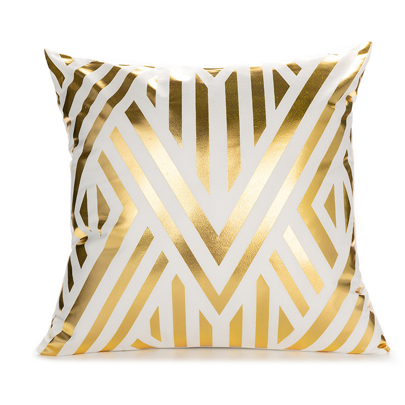 Decorative Throw Pillow Case Gold Stamping Leaves 18 X 18 Inches Cushion Cover For Couch Bedroom