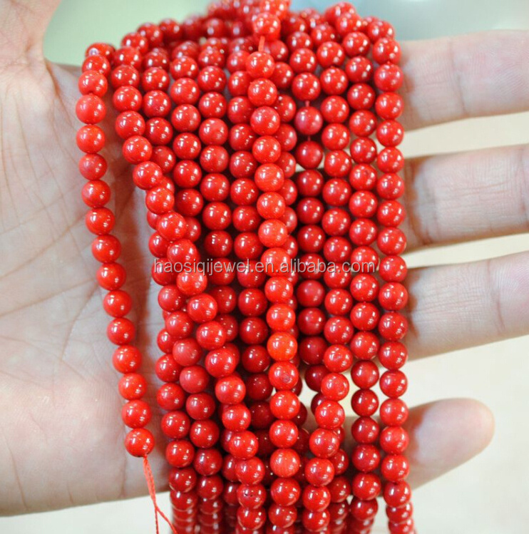 Wholesale red coral jewelry sea bamboo loose stone 4-12mm oil dyed red coral beads for making jewelry