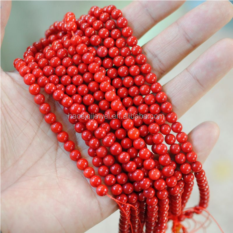 Wholesale red coral jewelry sea bamboo loose stone 4-12mm oil dyed red coral beads for making jewelry