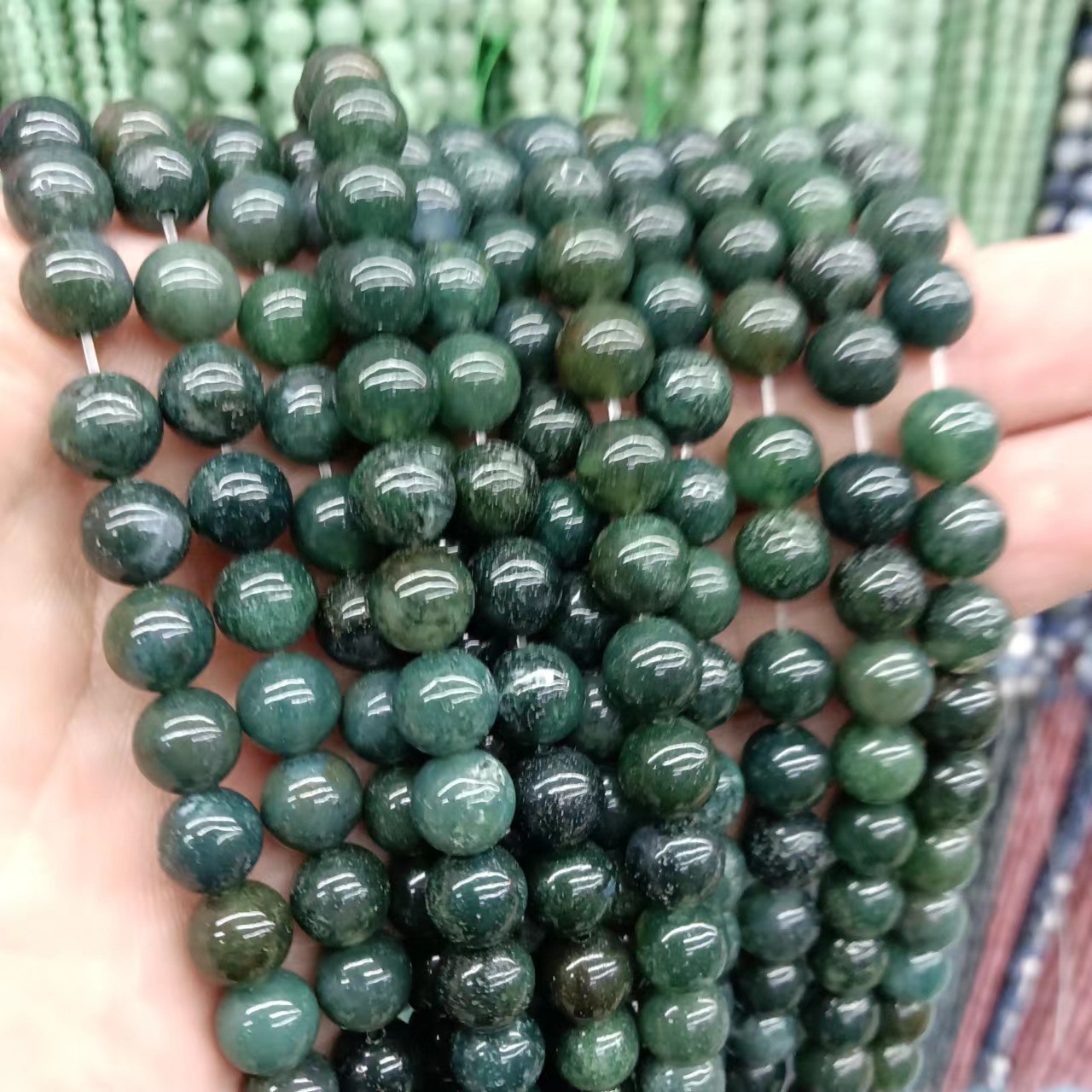 Wholesale natural stone beads Moss Agate Stone Beads for Jewelry Making