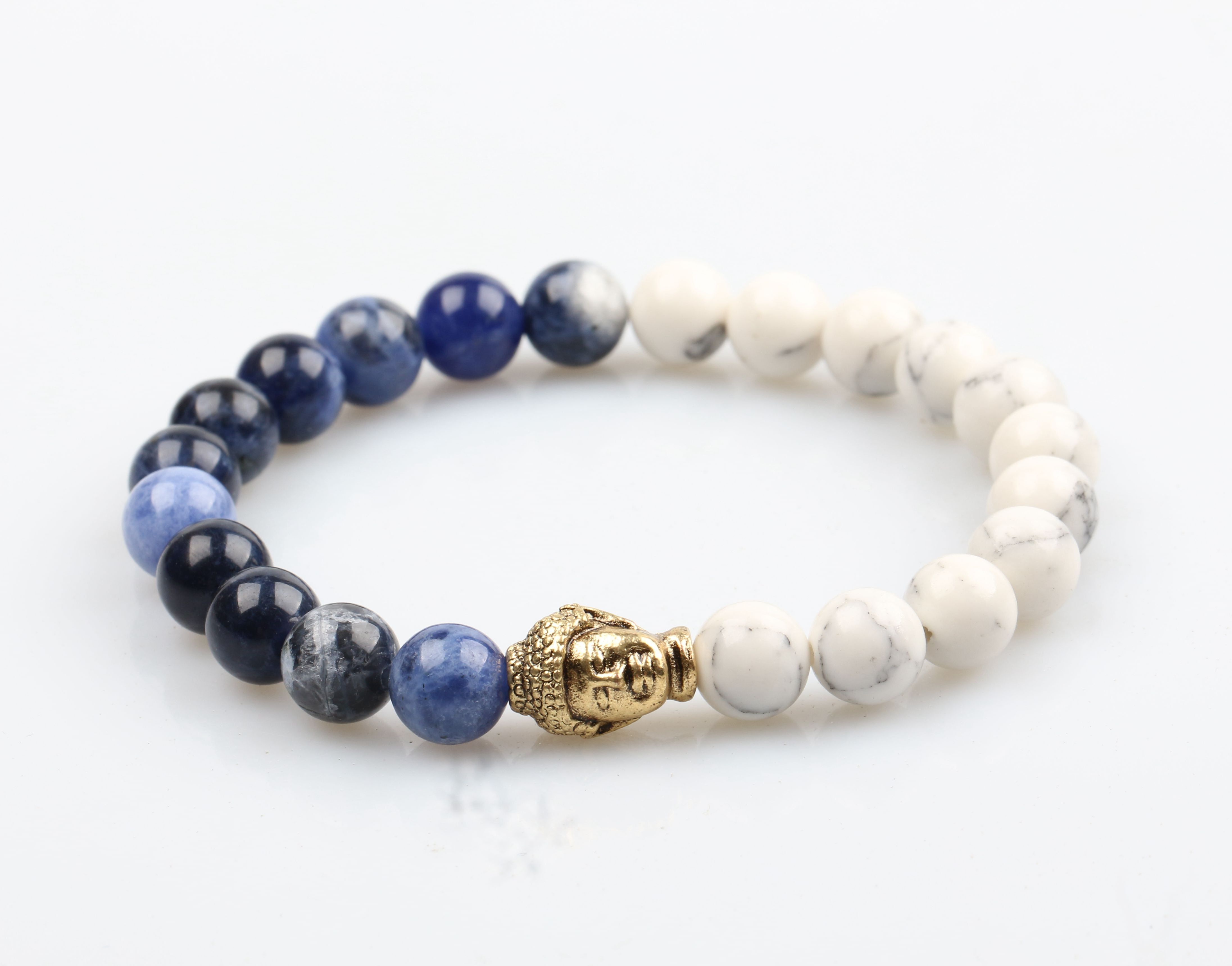 Wholesale Factory Price High Quality Natural Blue Sodalite Mixed Howlite Stone Beads with Buddha Charm Bracelet