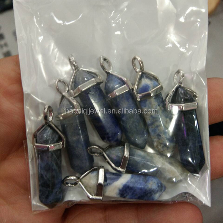 wholesale natural stone pendants charm 8x33mm natural quartz crystal point pendant gemstone for necklace