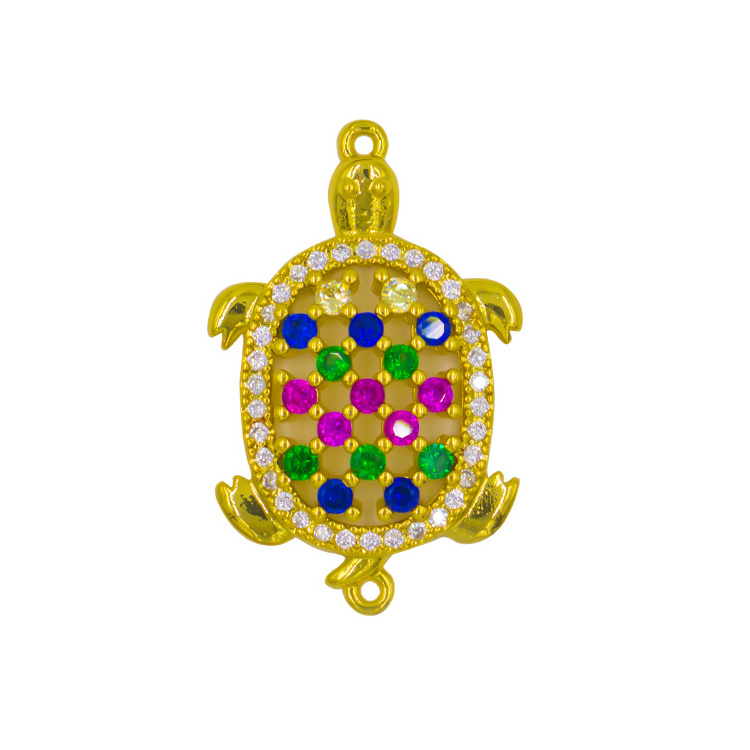 Fashion Jewelry Accessory 2024 Wholesale Multi Colors Crystal Rhinestone Animal Shaped Turtle Charms For Jewelry Making