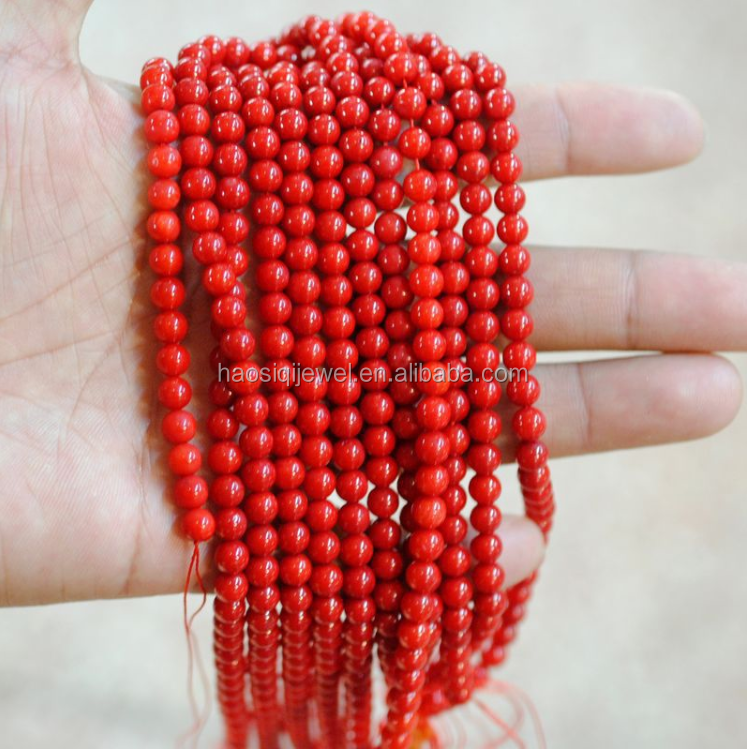 Wholesale red coral jewelry sea bamboo loose stone 4-12mm oil dyed red coral beads for making jewelry