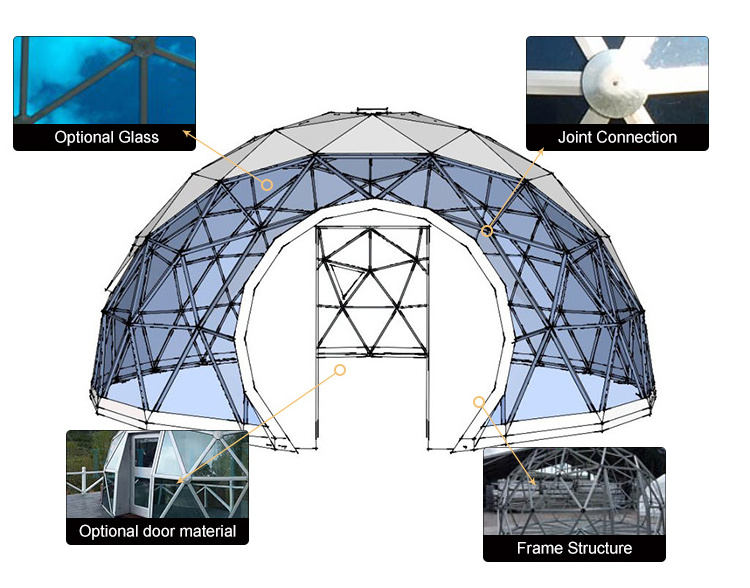 Factory Camping Geo Dome House Big Geodesic Dome House Kit Tents Glamping Garden Glass Igloo Dome Tent