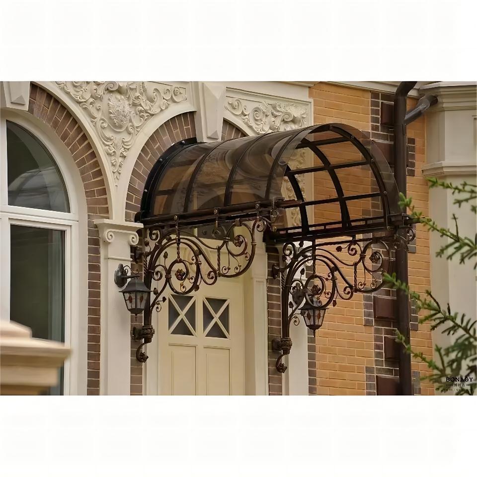 Custom design high quality modern style front door outdoor entrance canopies wrought iron awning awning pergola canopy for Villa