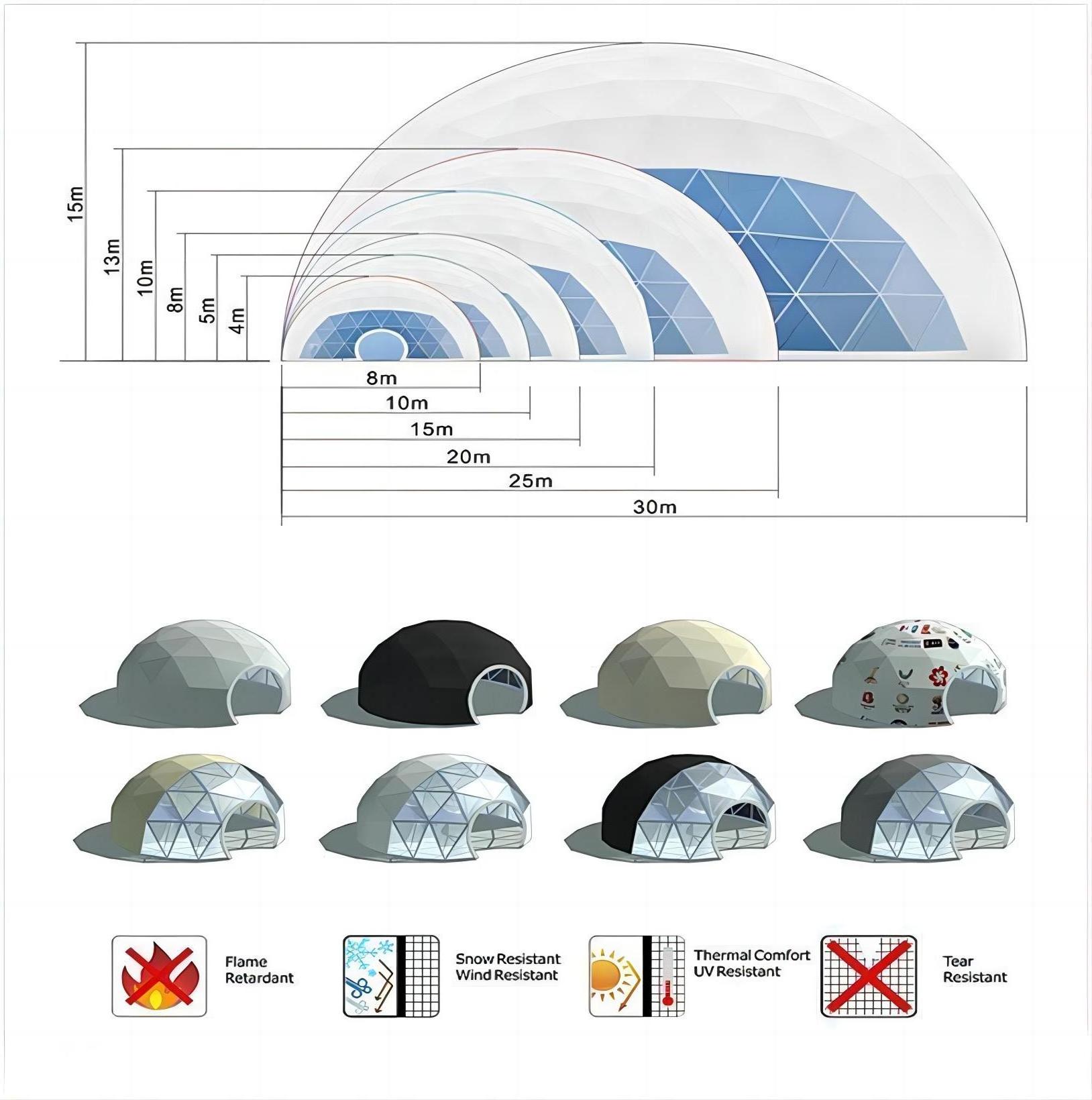 Outdoor luxury waterproof transparent glass igloo dome tent for party event wedding dinner