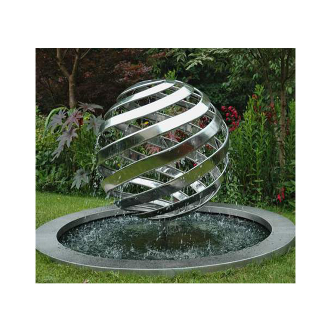 Outdoor Modern Garden Round Circle Metal Stainless Steel Water Fountain