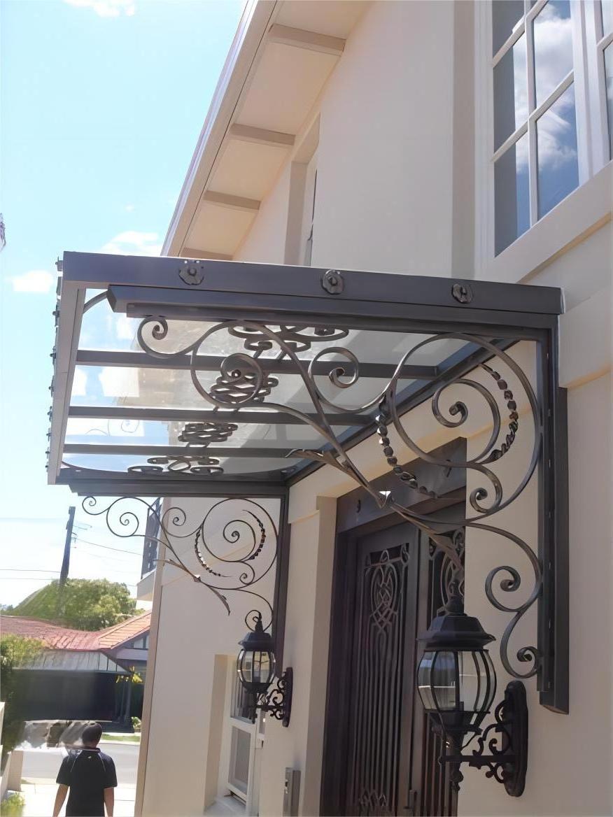 Custom design high quality modern style front door outdoor entrance canopies wrought iron awning awning pergola canopy for Villa