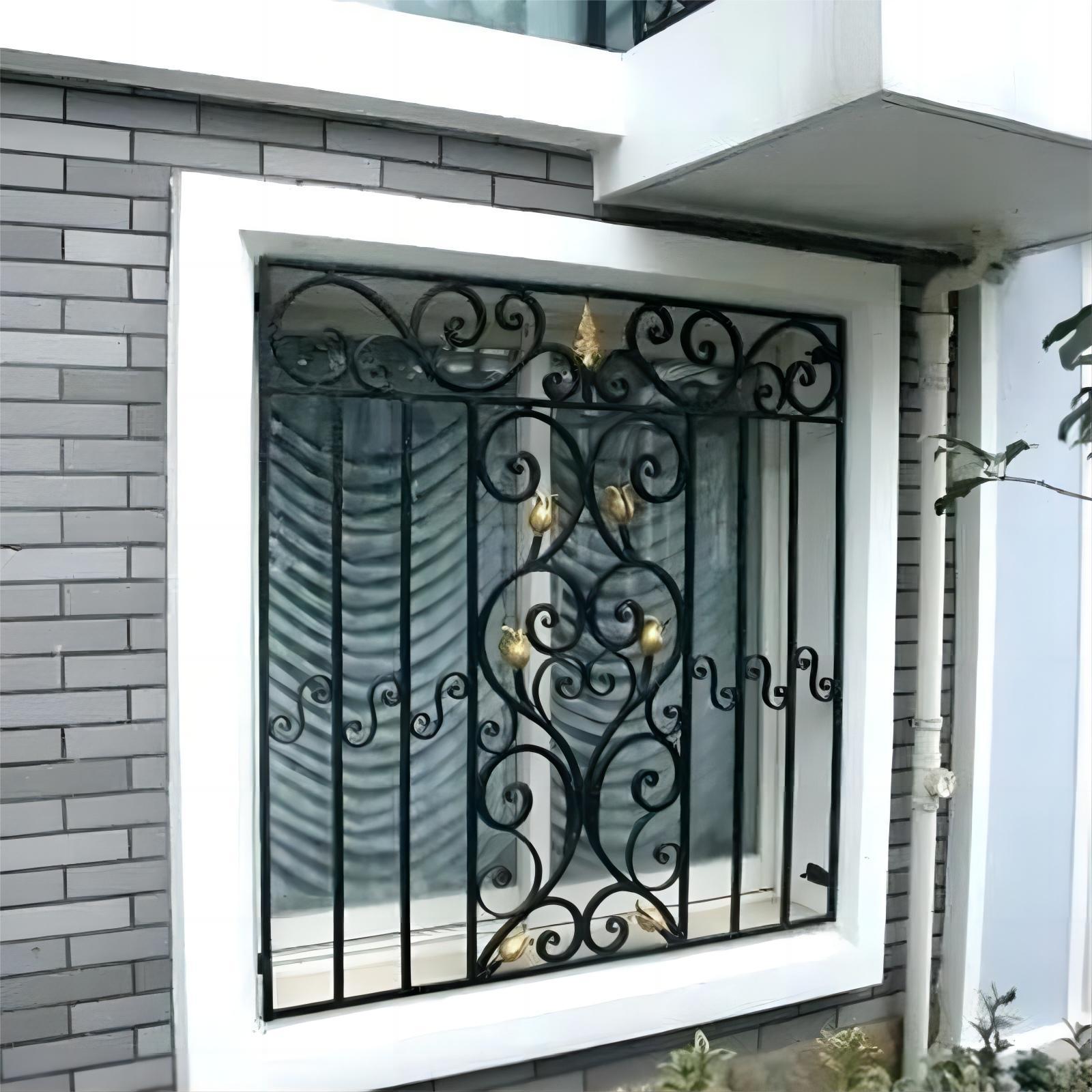 Design safety wrought iron window grill design