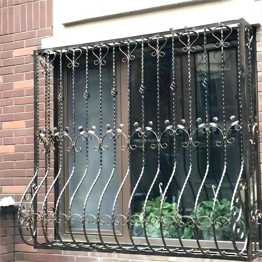 China manufacturer anti-theft security decorative fixed wrought iron window grill design