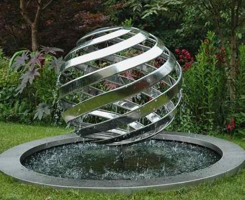 Garden Large Abstract Stainless Steel Water Feature Fountains Outdoor Stainless Steel Water Fountain