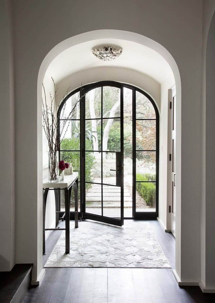 China French Style Iron  Double Glass Doors for House Building French Wrought Iron Door