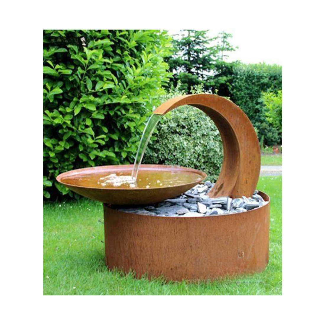 Modern Outdoor Rusted Metal Water Fountain Corten Steel Garden Water Feature