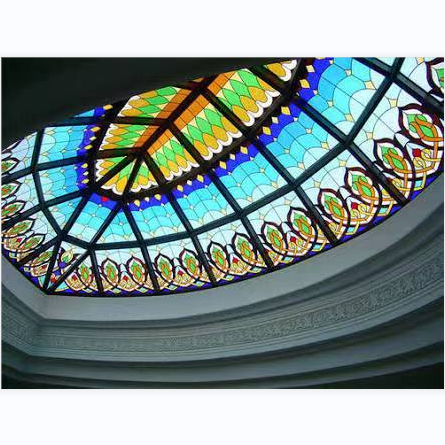 Handmade Art Decorative Stained Glass Ceiling Roof Skylight Led Ceiling Panel Artificial Skylight Stained Glass Skylight