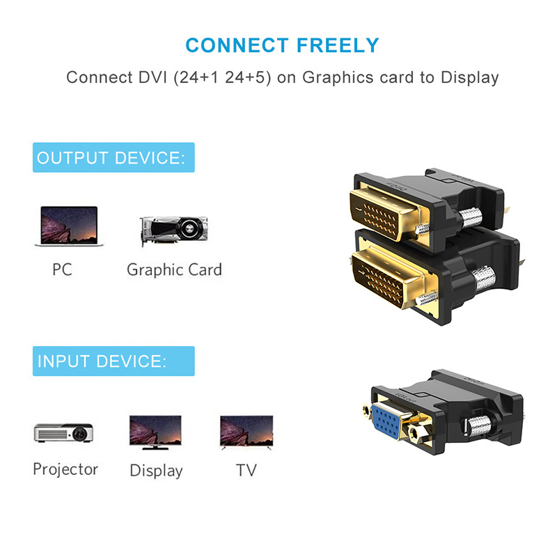 DVI(24+5) to VGA Adapter DVI(24+1) Male to VGA Female Interface Video Converter DVI