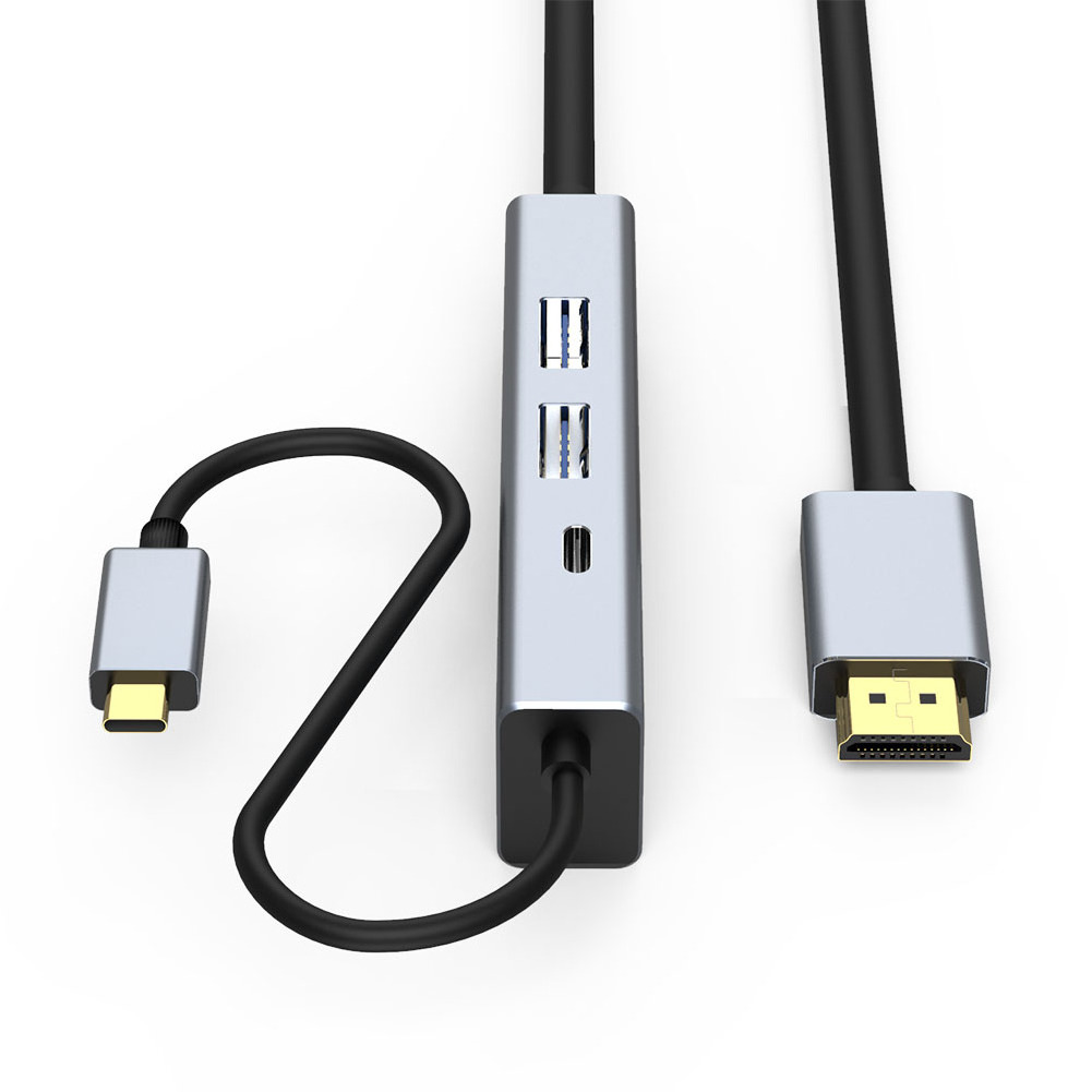 4 in 1 USB C to HDMI Adaptor HUB with Double USB 2.0 Adapter Cable Type C to HD Adapter Type C