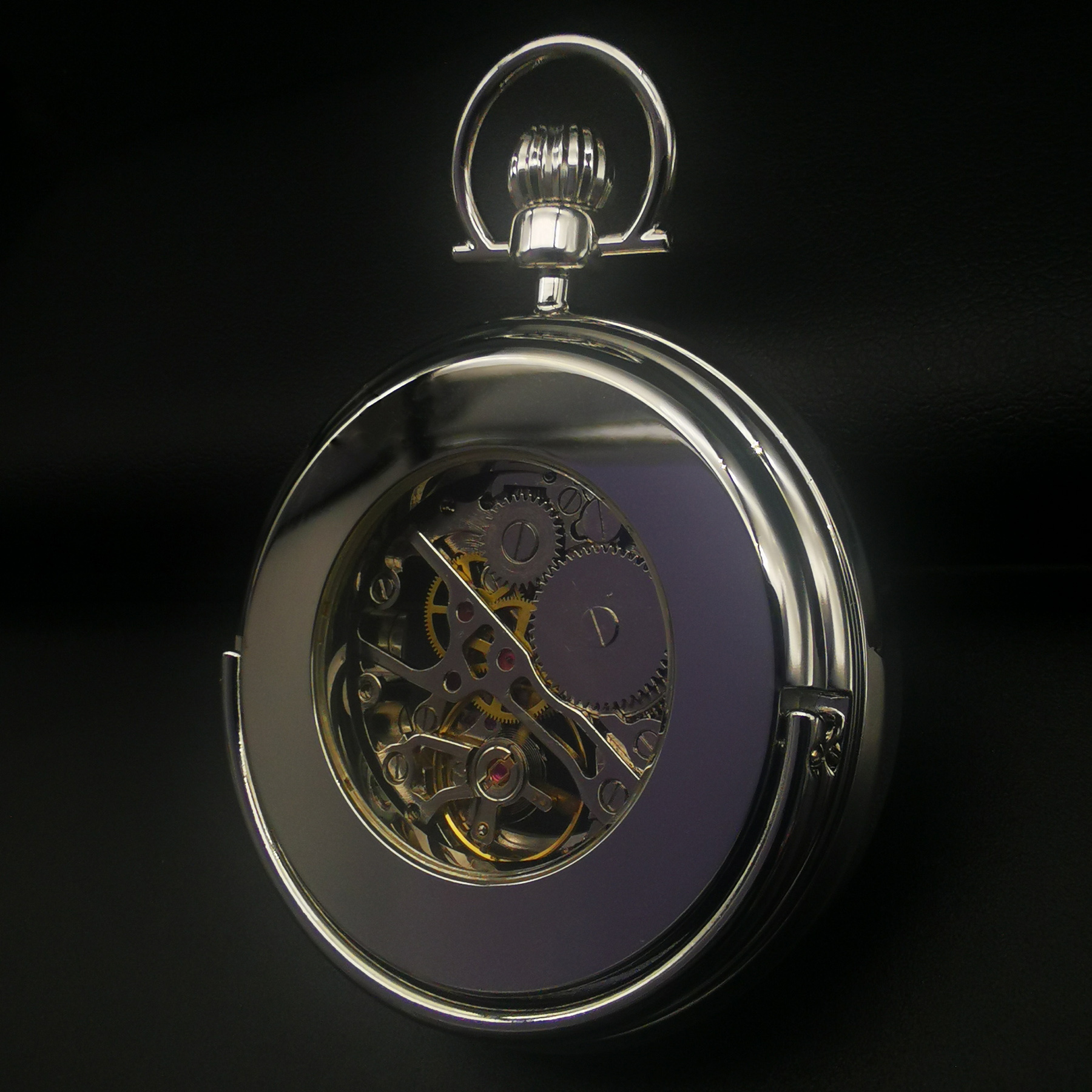 Custom LOGO High Quality Open Face China Mechanical Movement 2650 Brass Case IPS Eplating Handwinding Skeleton Pocket Watch