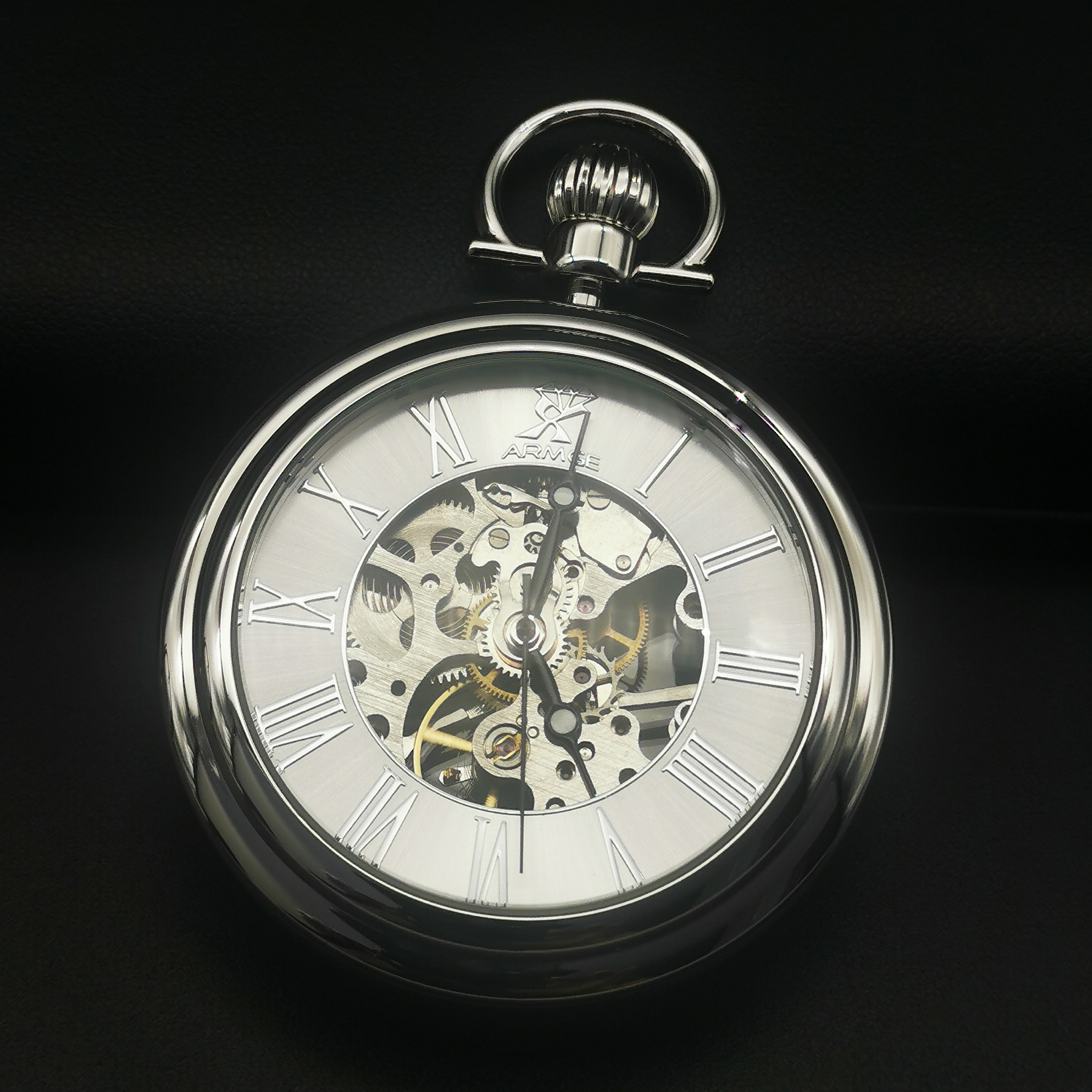 Custom LOGO High Quality Open Face China Mechanical Movement 2650 Brass Case IPS Eplating Handwinding Skeleton Pocket Watch