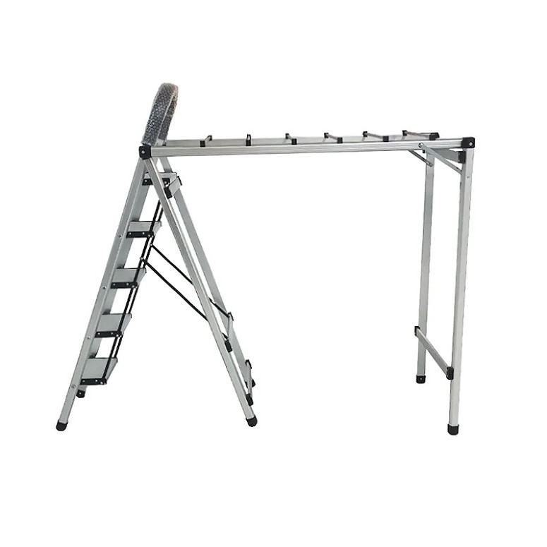 2 in 1 Aluminum 4 and 5 Step Clothes Drying Rack Ladder with EN 131