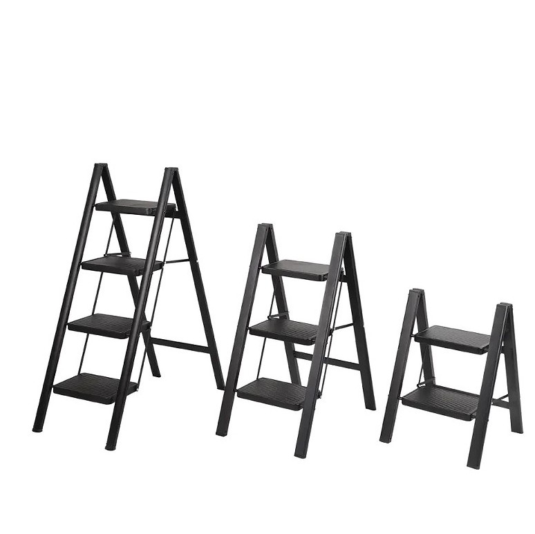 Wholesale Price 2 3 4  Step Black EN 131 Heavy Duty Lightweight Foldable Steel Home Use Ladder