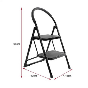 Customized Black 2 Step Heavy Duty Stool Ladder Steel with Handrail