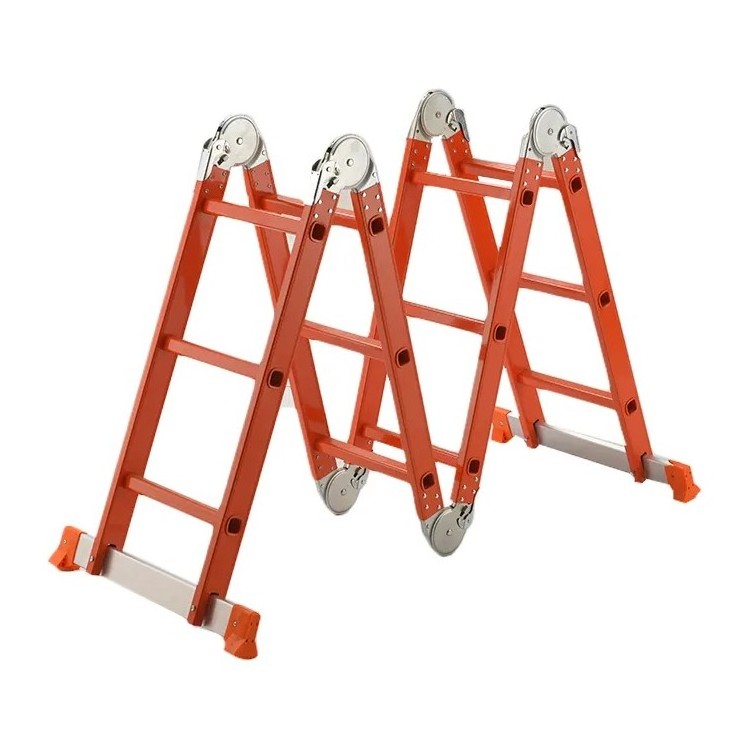 CE 4X3 Step Big Hinges Orange Multi-Function Folding Ladder Aluminum