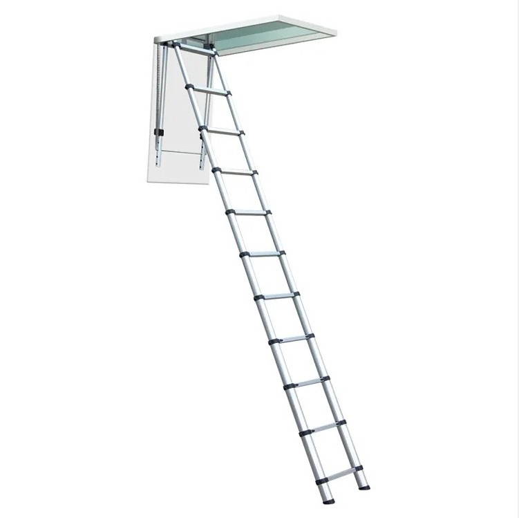 Customization EN 131 Easy Access Compact Attic telescopic Aluminum Ladder for Home Loft