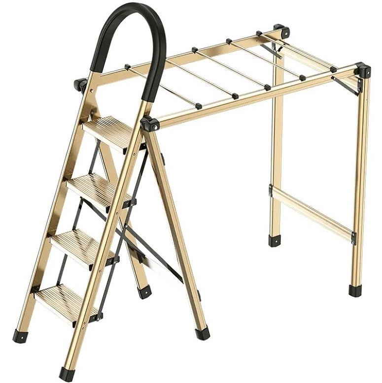 2 in 1 Aluminum 4 and 5 Step Clothes Drying Rack Ladder with EN 131