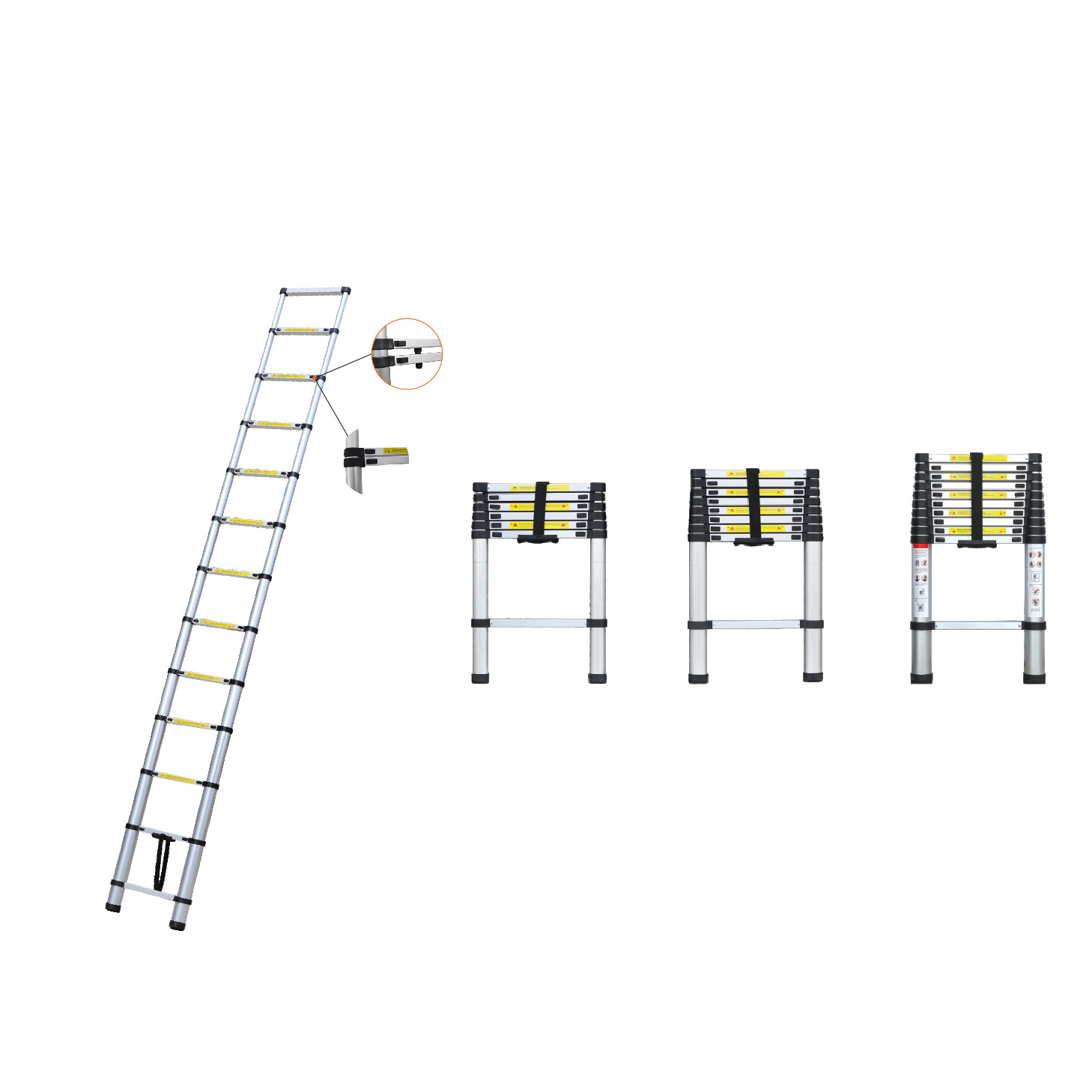 2021 Aluminum Telescopic 12.5 Feet Heavy Duty Extendable Work, Light Weight Multi-Purpose Ladder - Max 330 lbs. Capacity