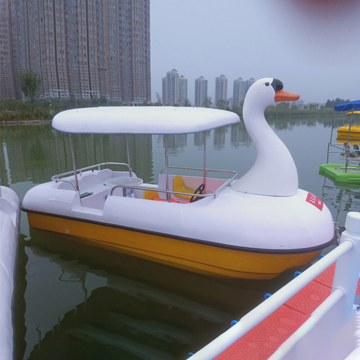 Fiberglass 4 Person Boats Self-Draining Electric Swan Dolphin Duck Pedal Boat