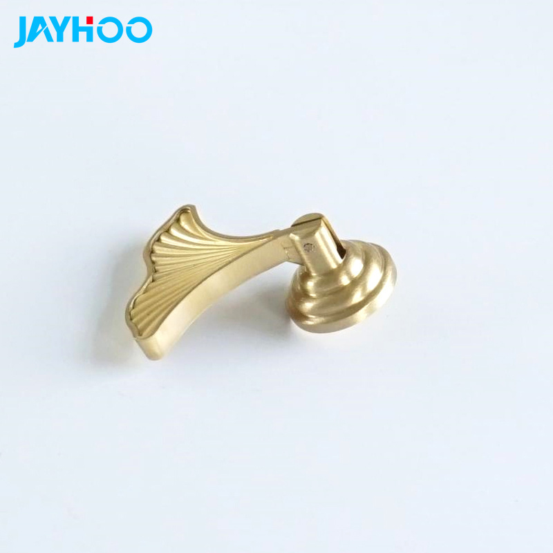 Gingko leaf handle luxurious brass wardrobe door handle simple drawer fish tail creative single hole pure copper handle