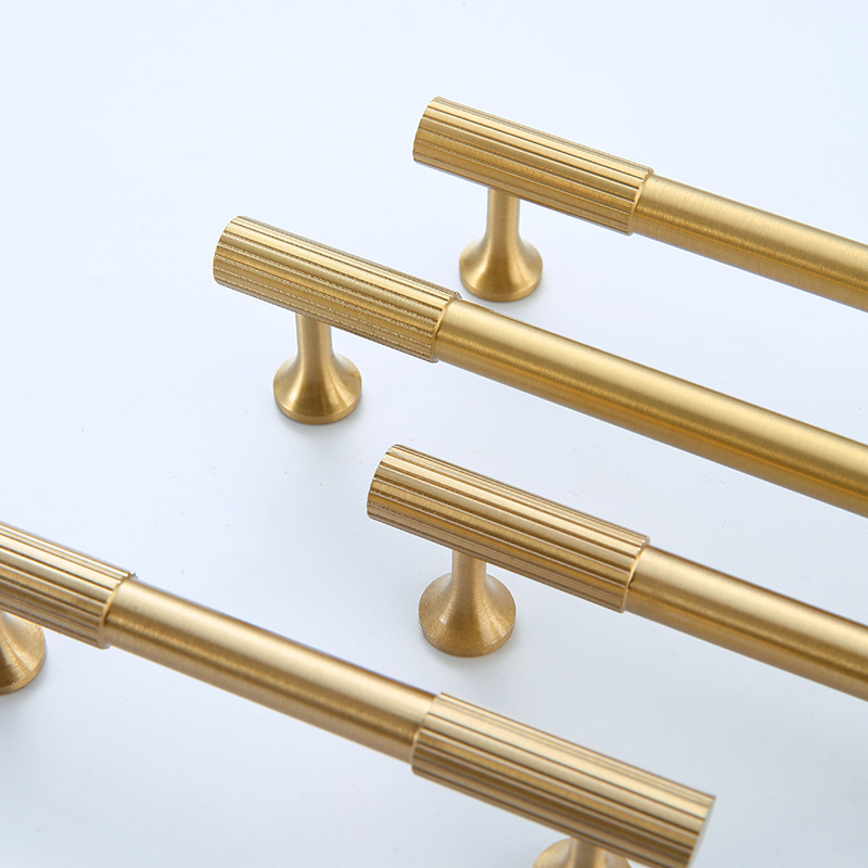 Brass brushed dresser drawer handle linear solid brass gold kitchen hardware furniture wardrobe door kitchen cabinet handle