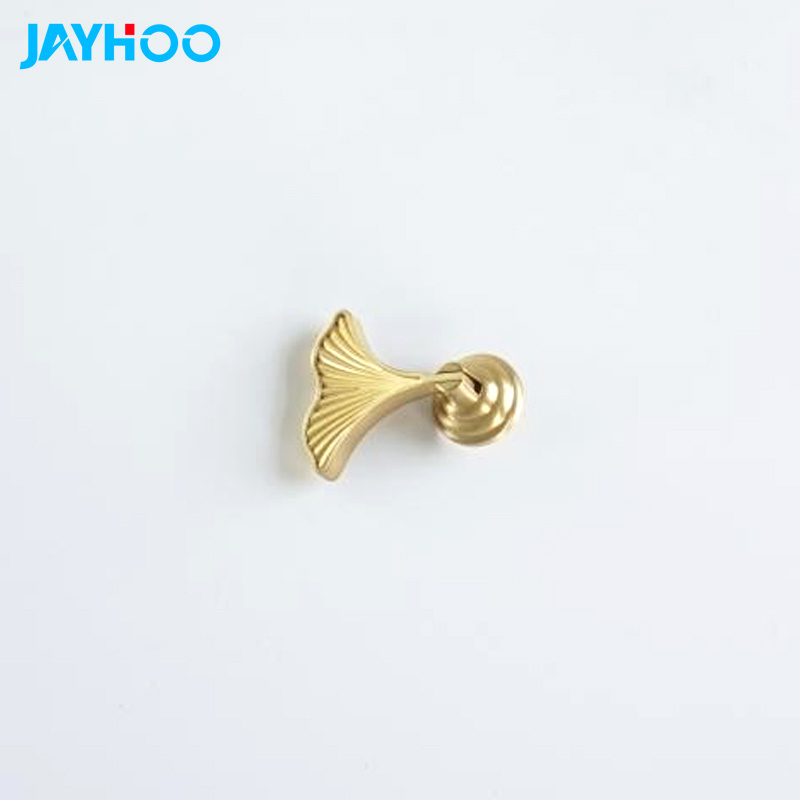 Gingko leaf handle luxurious brass wardrobe door handle simple drawer fish tail creative single hole pure copper handle