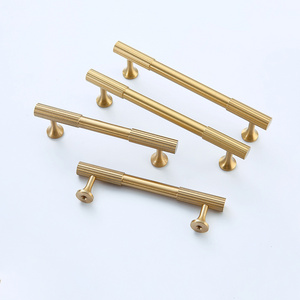 Brass brushed dresser drawer handle linear solid brass gold kitchen hardware furniture wardrobe door kitchen cabinet handle