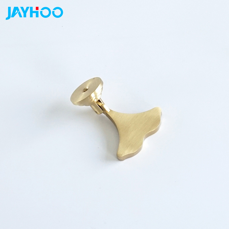 Gingko leaf handle luxurious brass wardrobe door handle simple drawer fish tail creative single hole pure copper handle