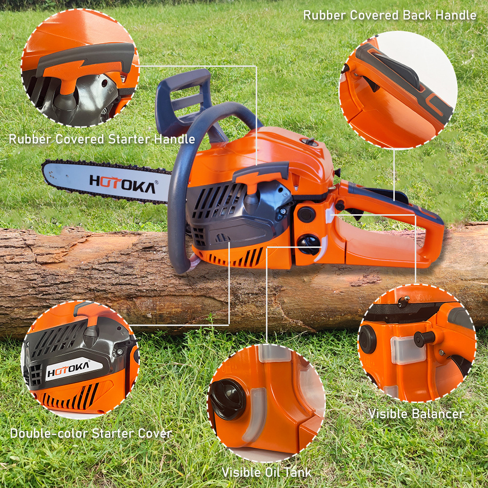 HOTOKA New Design 58cc Gasoline Chainsaw CS5800 Wood Cutting Machine Professional 5800 Petrol Chain Saw