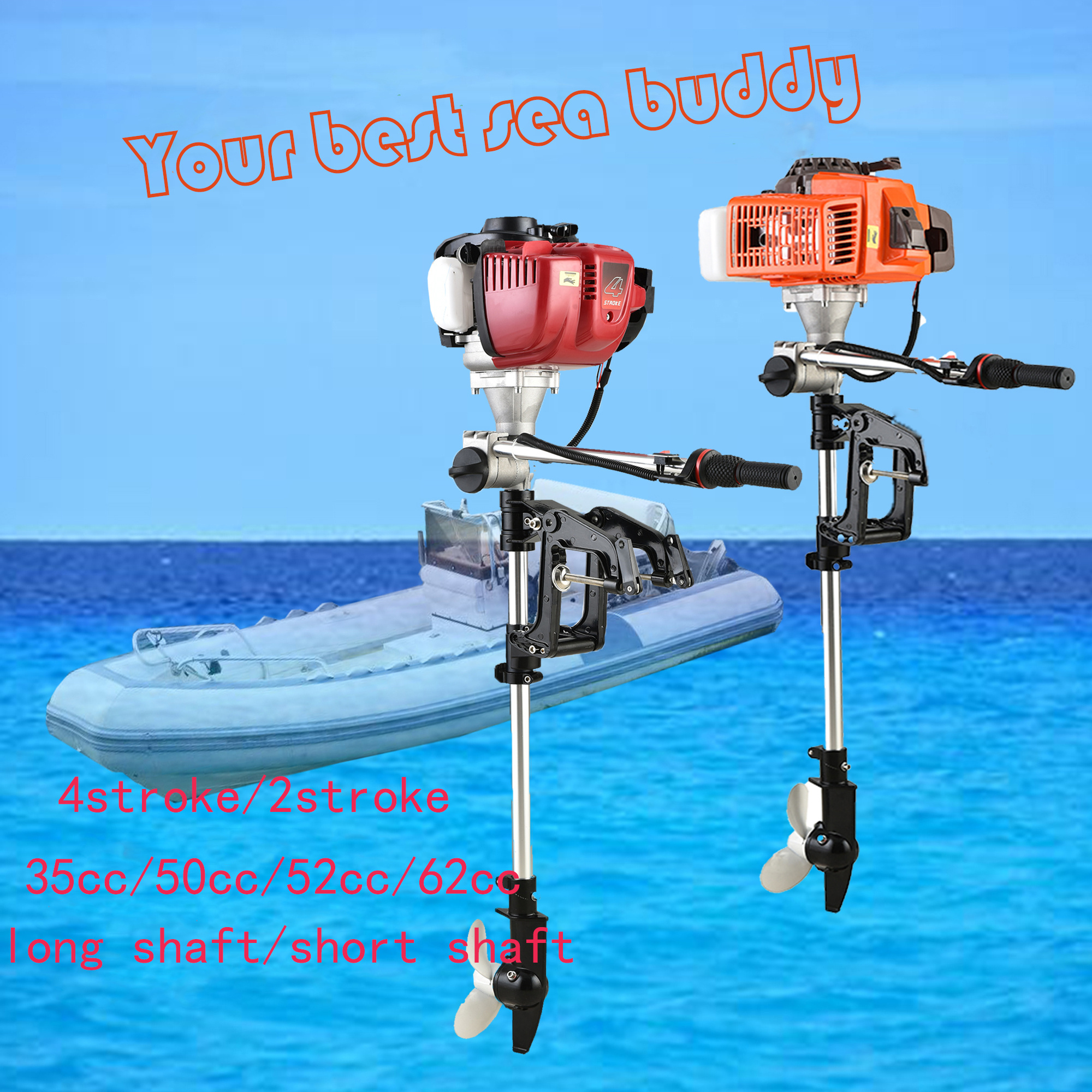 Best sale 2/4 stroke long shaft jet small air cooled boat motors in Germany inflatable boat with motor China outboard boat motor