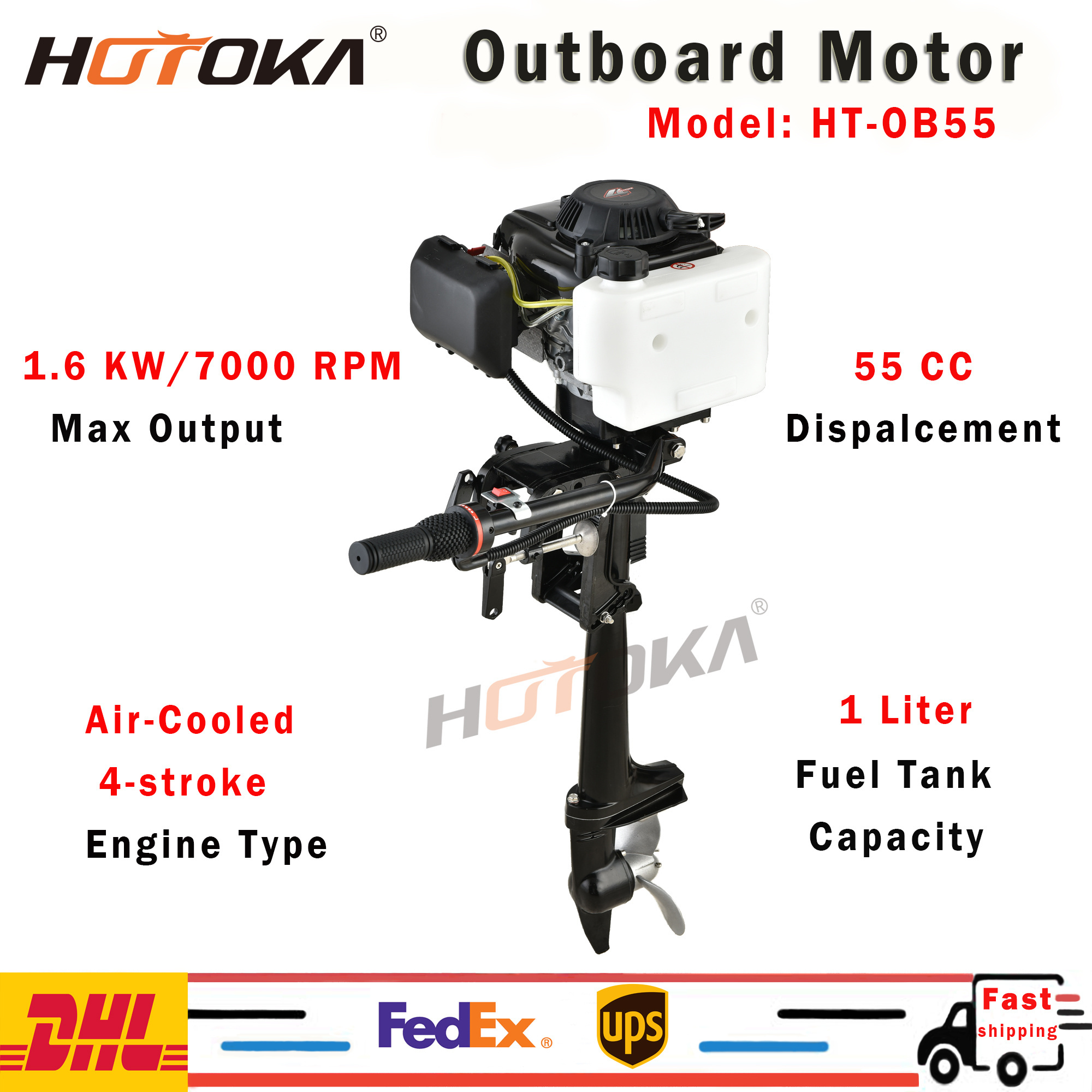 China air cooled 55cc 1.6kw gasoline outboard boat motor 4 stroke outboard engines small fishing boat engine