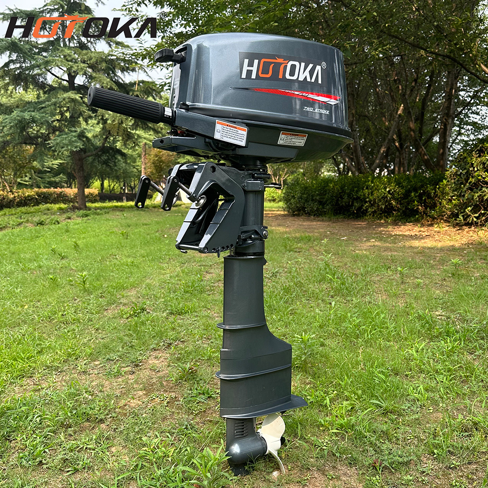 HOTOKA 5HP 2 Stroke Outboard Motor 103CC Gas Boat Engine Water Cooling Boat Motor for Fishing Boats