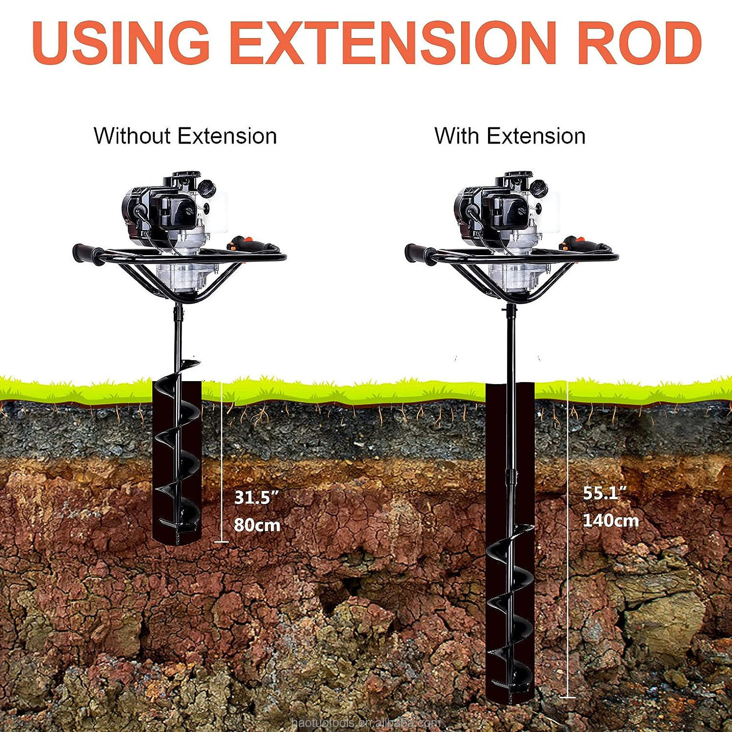 HOTOKA gasoline hole digger machine 52cc Tree planting digging machines hole digger earth auger drilling machine without drill