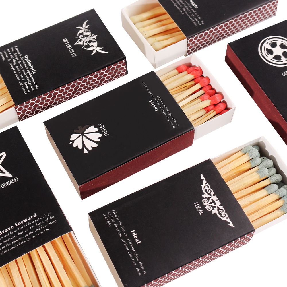 Luxury Black Box Wooden Matchsticks Safety Custom Matches