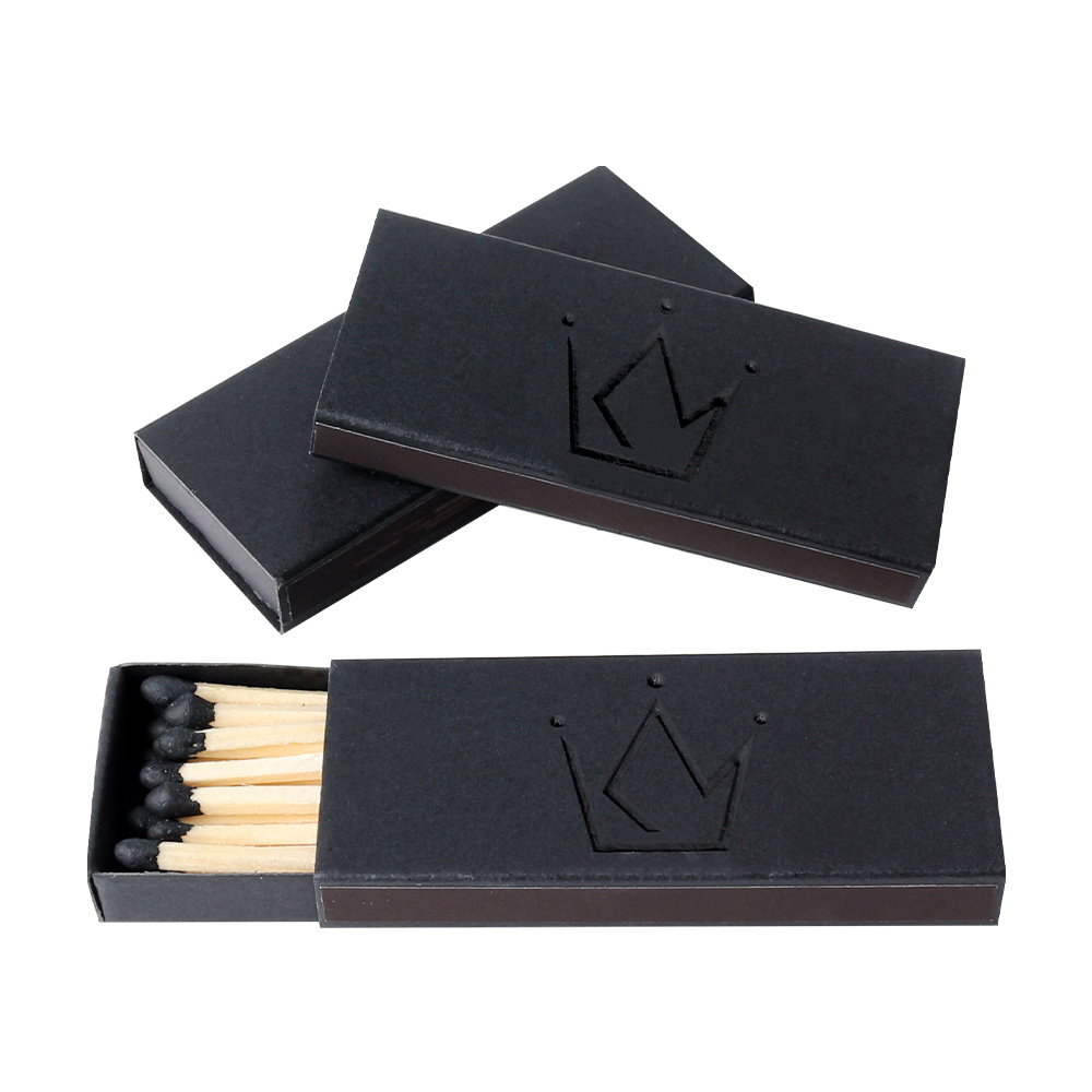 Match Outer Package Manufacturer Embossing Design Customizable Black Paper Packaging Candle Matchboxes